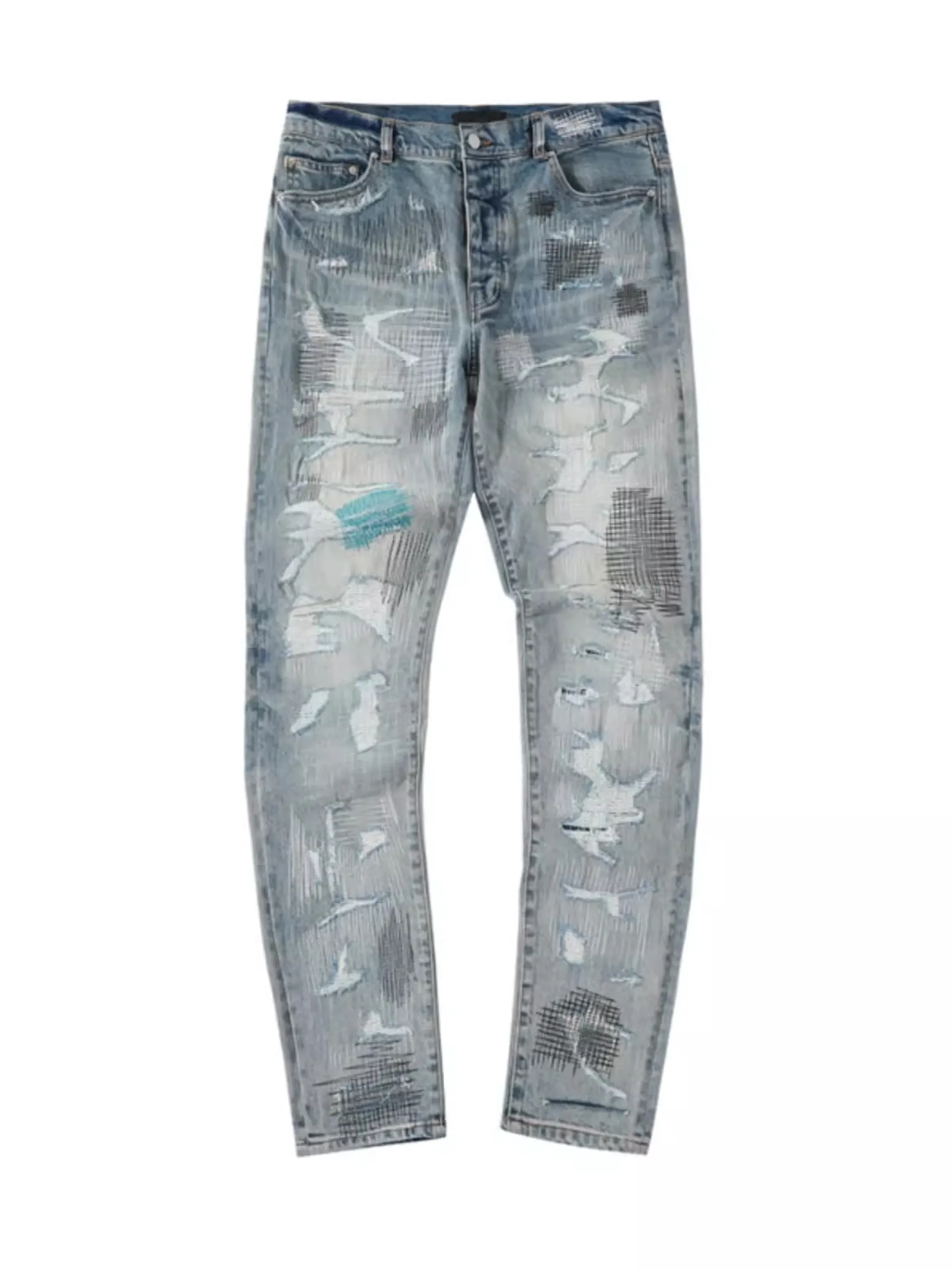 Embroidery boro wrecks distressed high street jeans