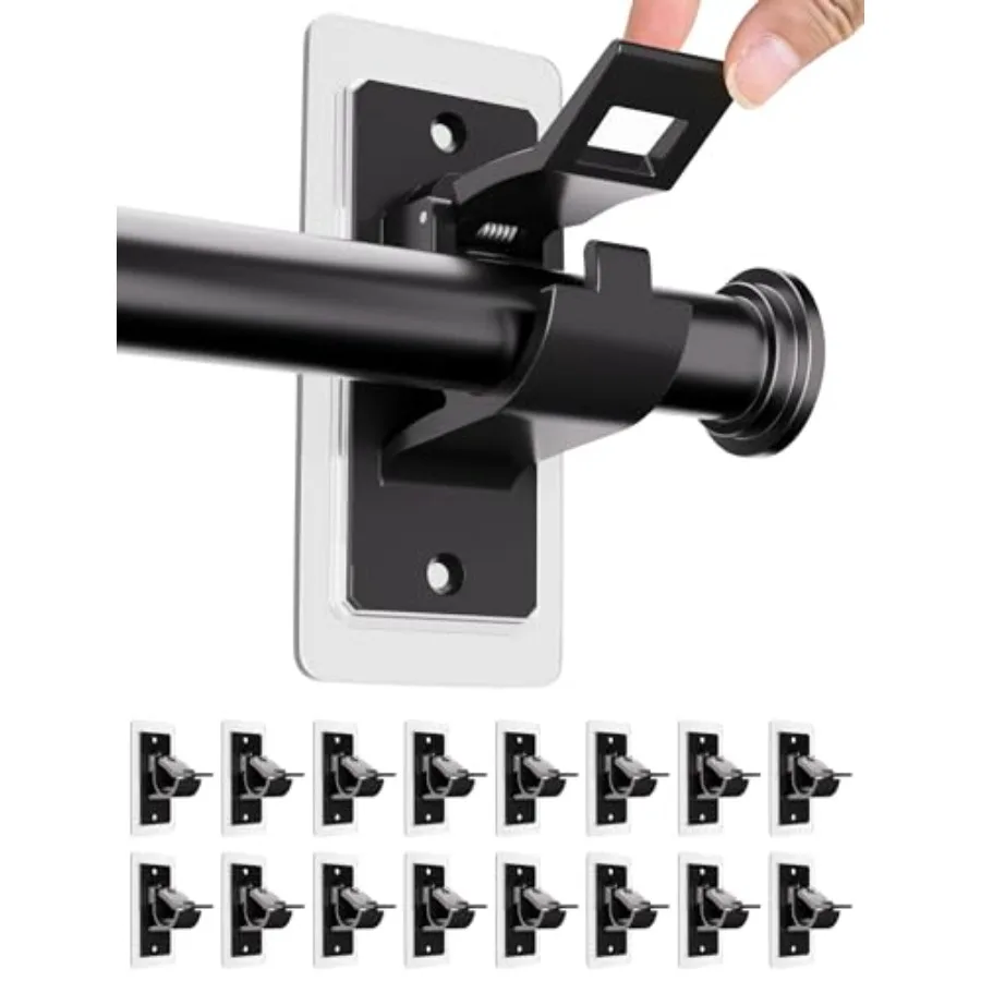 

16 шт. самоклеящихся кронштейнов для карнизов без сверления, многофункциональные держатели для штор без отверстий, крючки для карнизов для ванной и гостиной