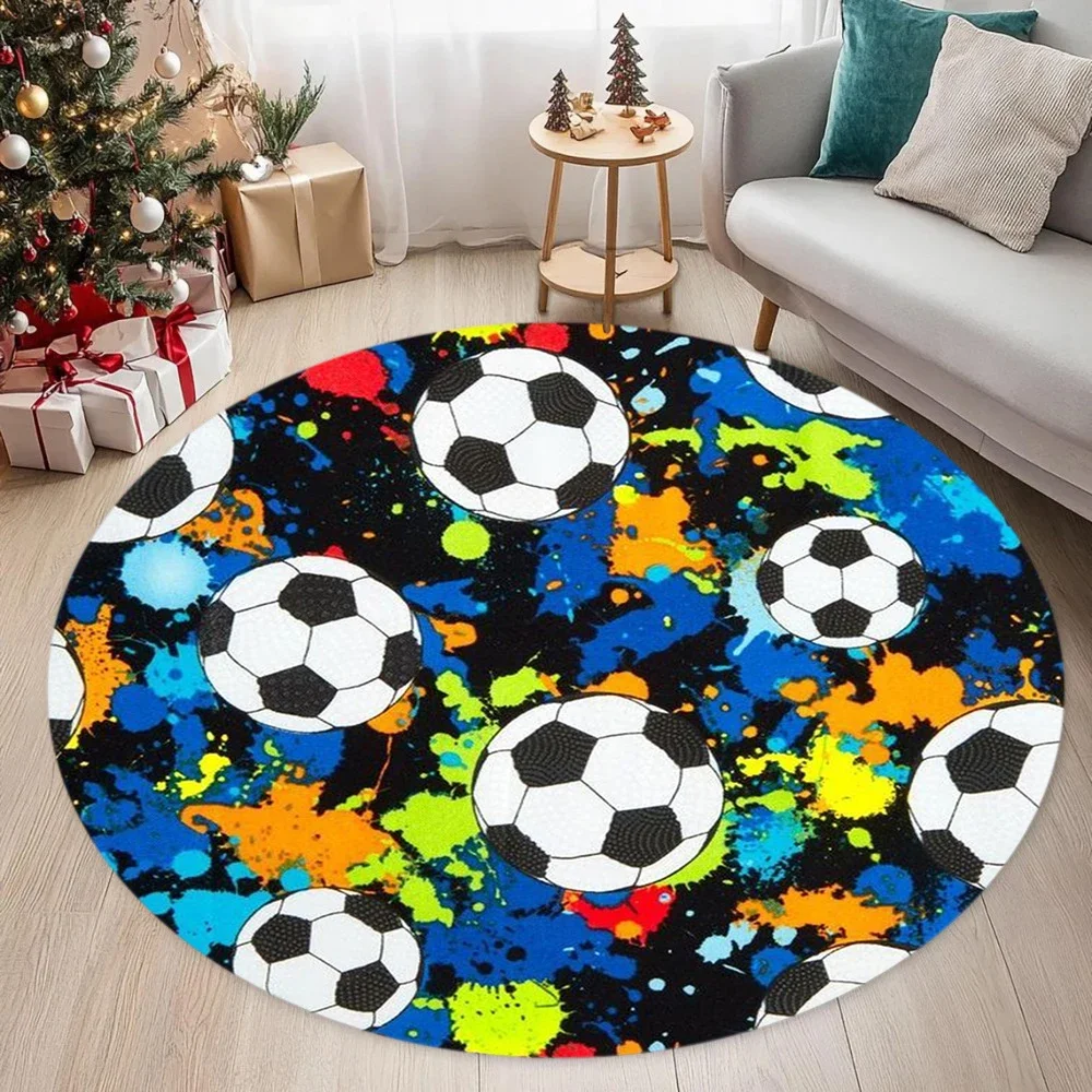 Soccer Theme Carpet Mat Rug Sports & Energetic Home Decoration with Black White Tone for Living Room Bedroom Rugs for Bedroom