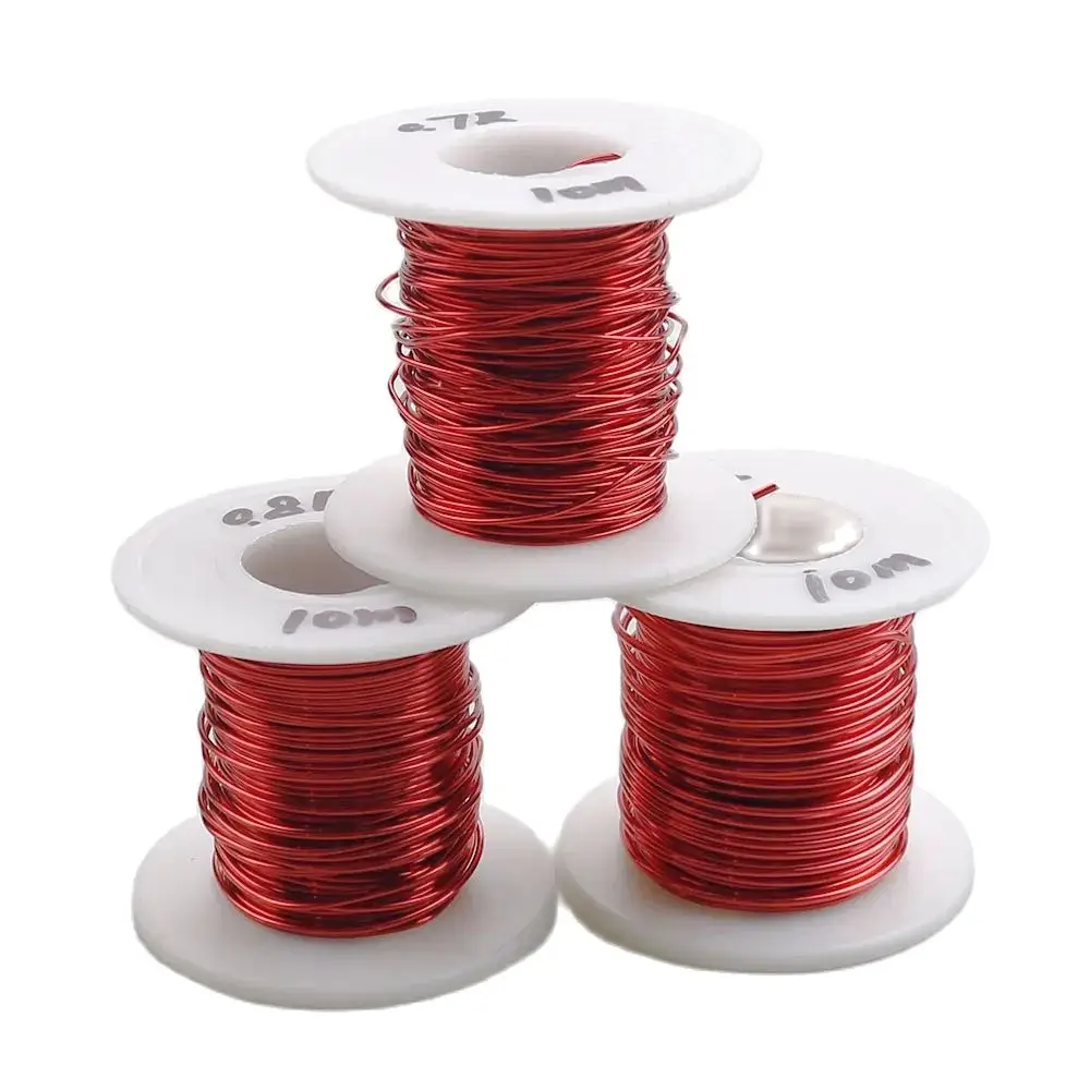 0,5 mm / 0,6 mm / 0,7 mm / 0,8 mm / 1,0 mm QA-155 Czerwony poliuretanowy drut emaliowany, emaliowany miedziany okrągły drut uzwojeniowy 10M — zdjęcie 2