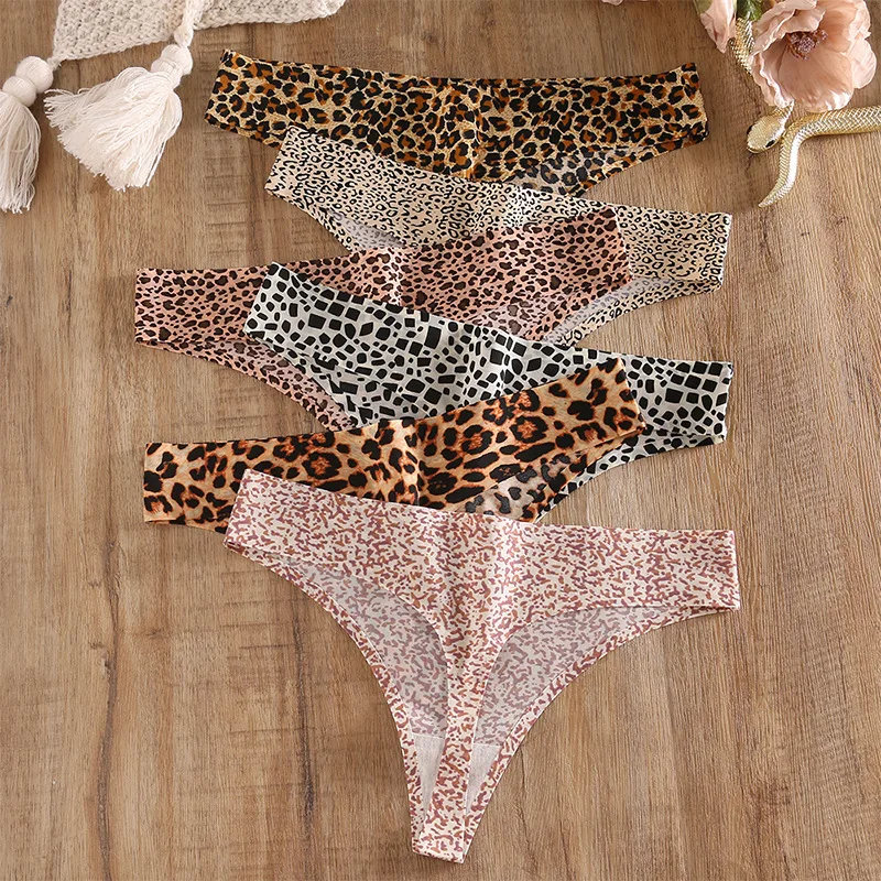 Women\'s Panties Fashion Leopard Thongs Woman Seamless Underwear Sexy Lingerie Breathable Cozy G-Strings Hot T-Back