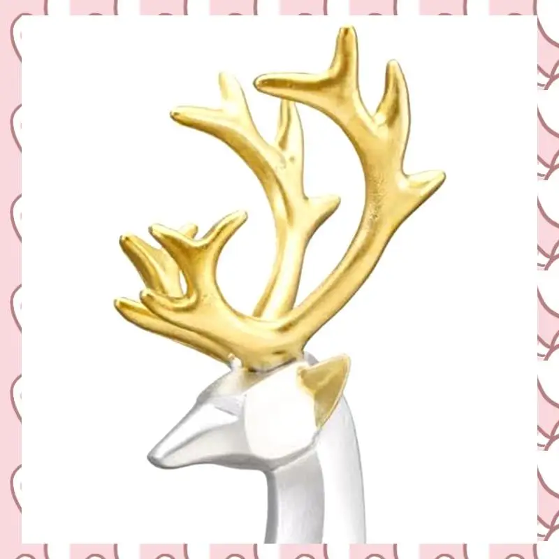 HHTL Decorative Gift Kit 2PCS Deer Sculpture 3D Geometric Deer Ornaments Used To Set Off The Festive Atmosphere Decoration Set K