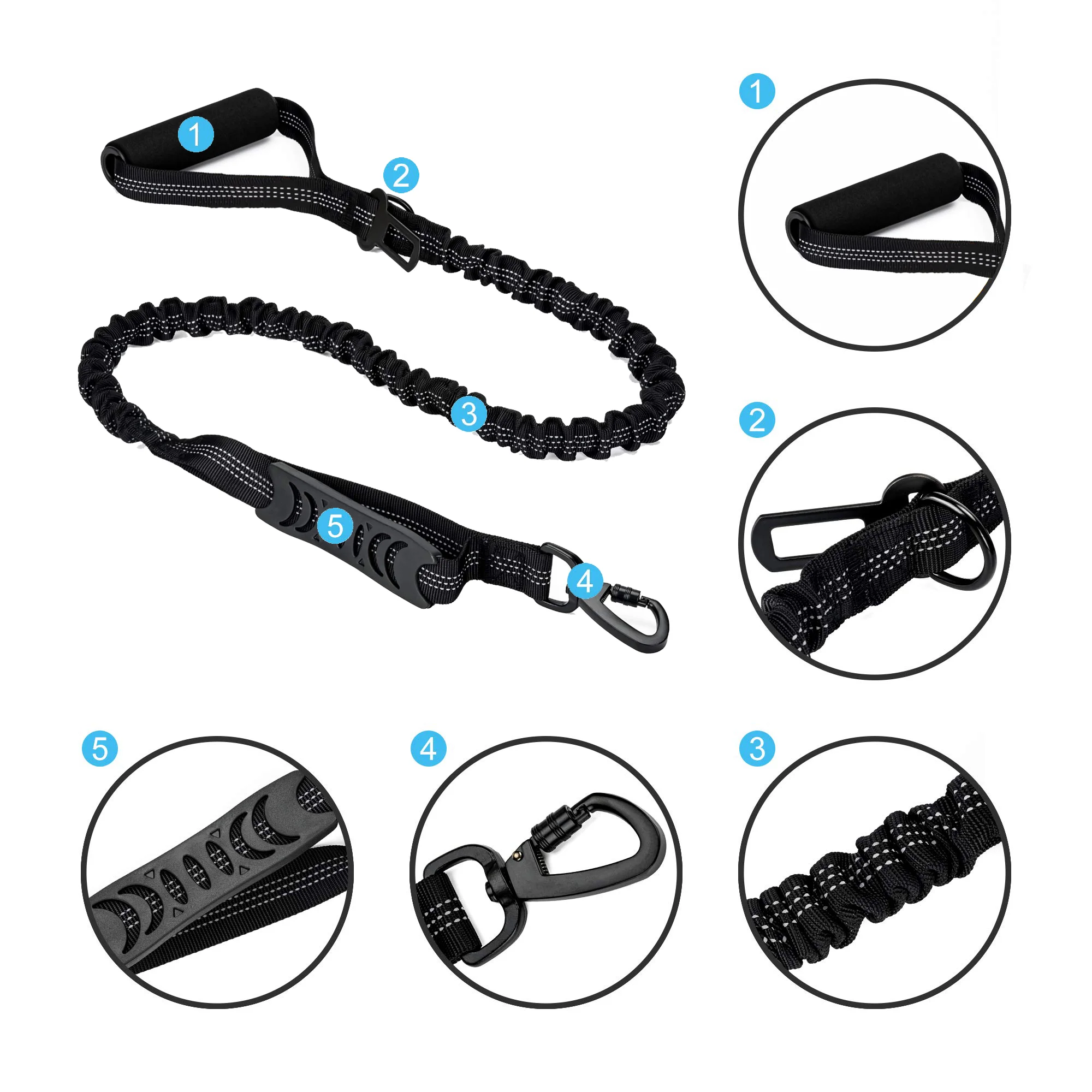 Correa elástica resistente alt - Bungee Dog Leash Shock Absorbing reseña y precio