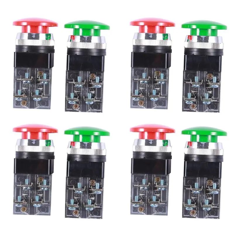 

Y42A-4X Красный Зеленый AC 250 В 6A DPST Мгновенный кнопочный переключатель с грибовидной головкой