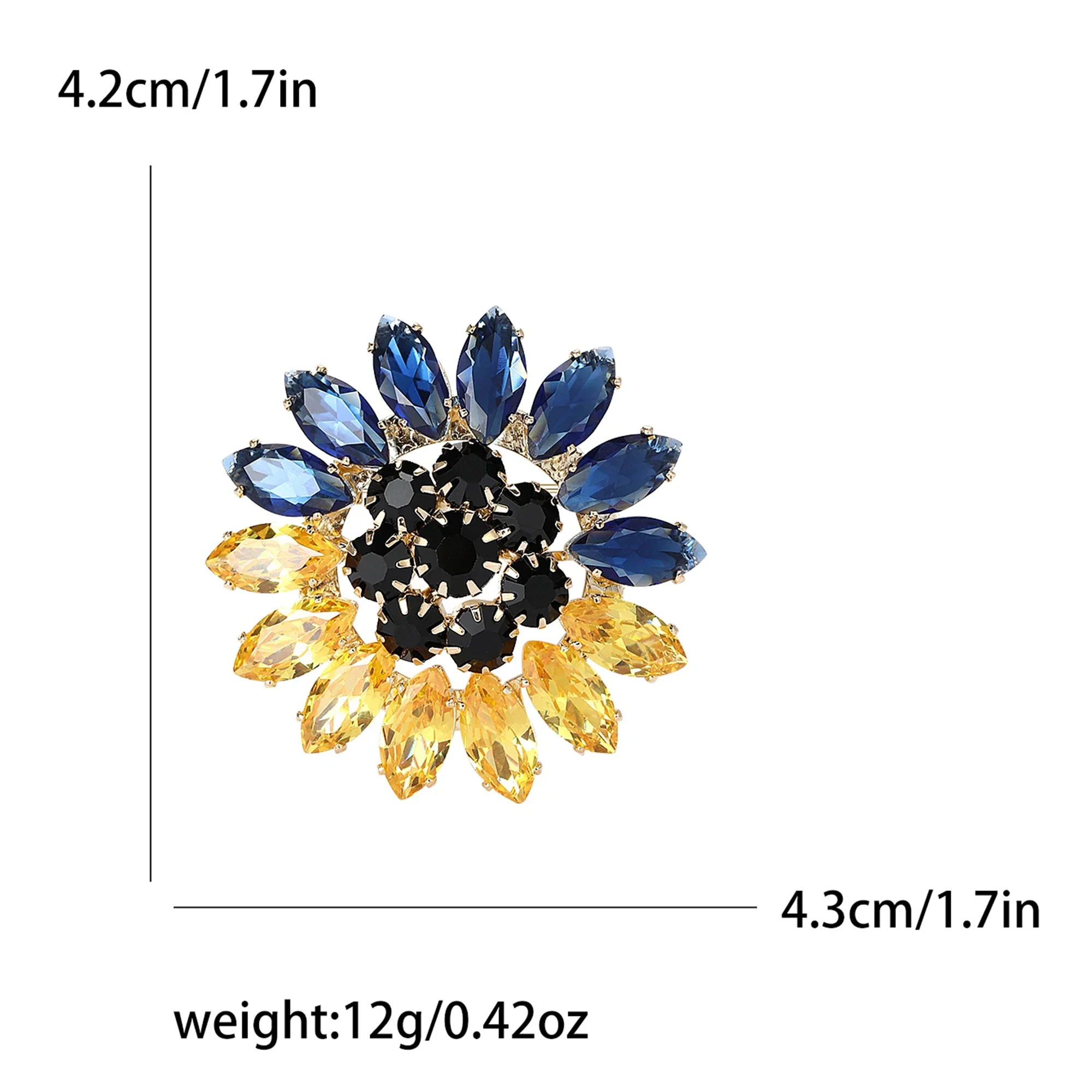 Rhinestone Ukraine National Emblem Brooches for Women Unisex Enamel Botanical Pins Event Party Decoration Clothes Accessories