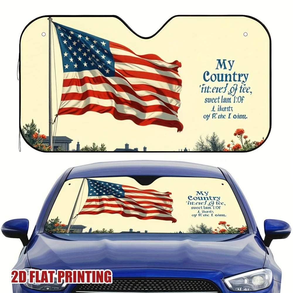 1pc Independence Day Flags Car Sun Visor - American Flag Design With Patriotic Text, Quick & Easy Installation For Drivers, 2D F