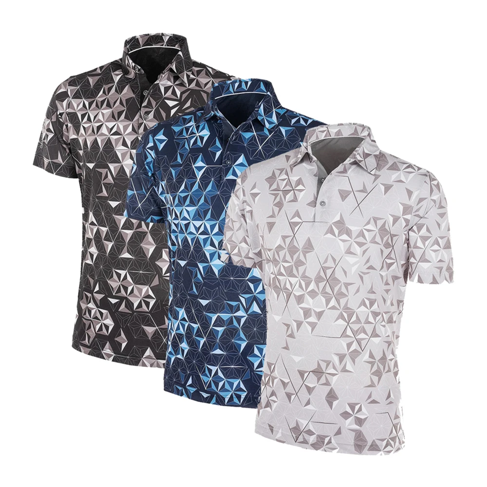 Diamond Pattern Men Golf Shirts Fashion Polo Shirt Summer Short Sleeves Sports Shirts Casual Tennis T-Shirt Breathable Clothes