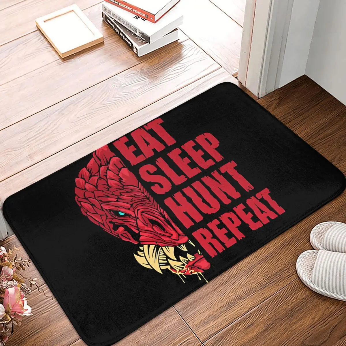 

Monster Hunter Game Anti-Slip Doormat Living Room Mat Eat Sleep Hunt Repeat Floor Carpet Welcome Rug Bedroom Decorative