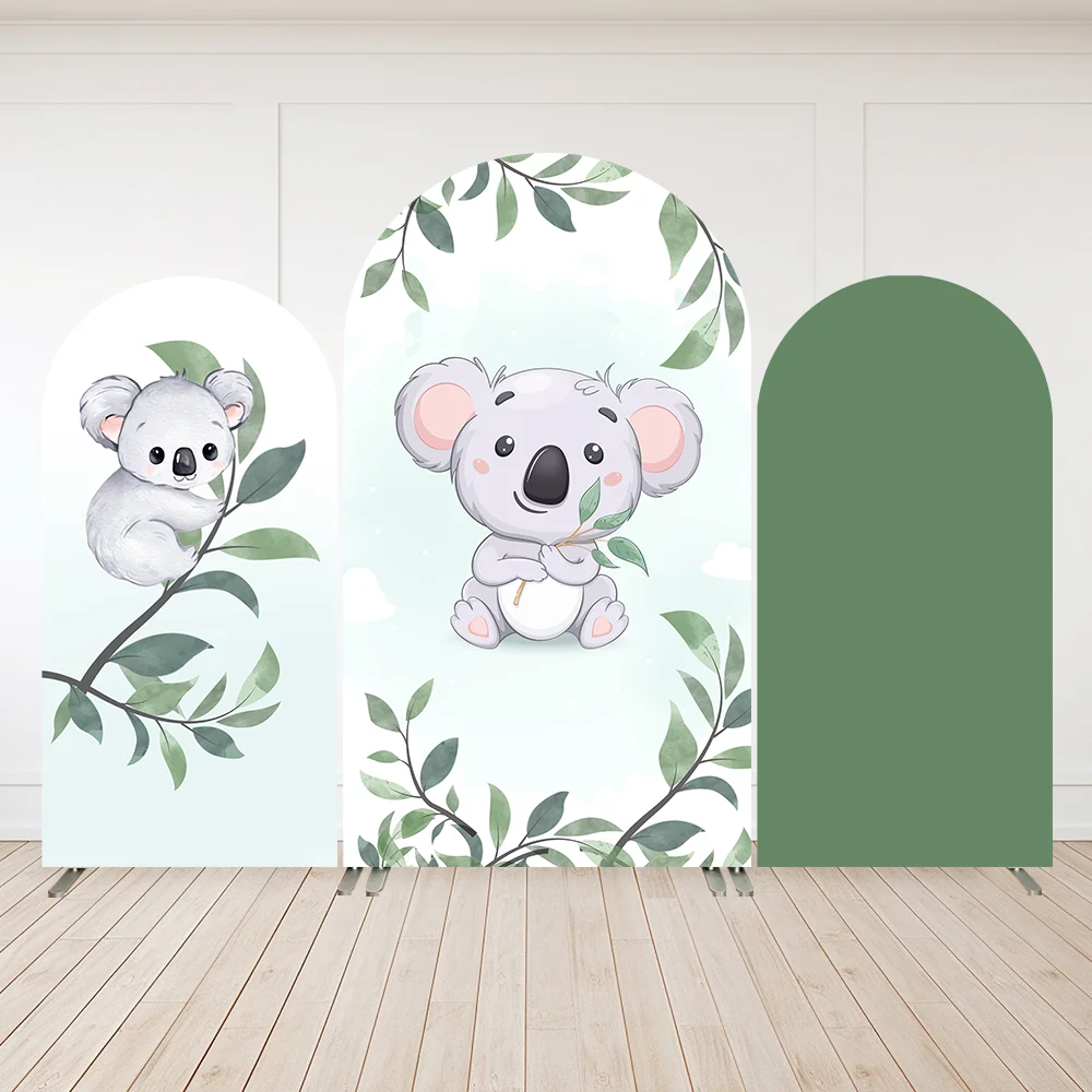 

Cartoon Cute Kaola theme Baby Shower Newborn Party Arch Backdrop Cover Safari Wild One Birthday Arched Wall Panels Banner
