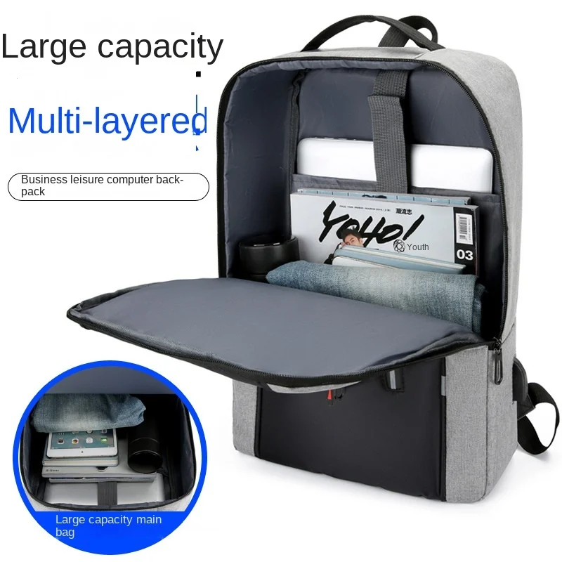 New Style Backpack For Men, Simple USB Charging Laptop Bag, Multifunctional Large Capacity Student Computer Double Shoulder Bags
