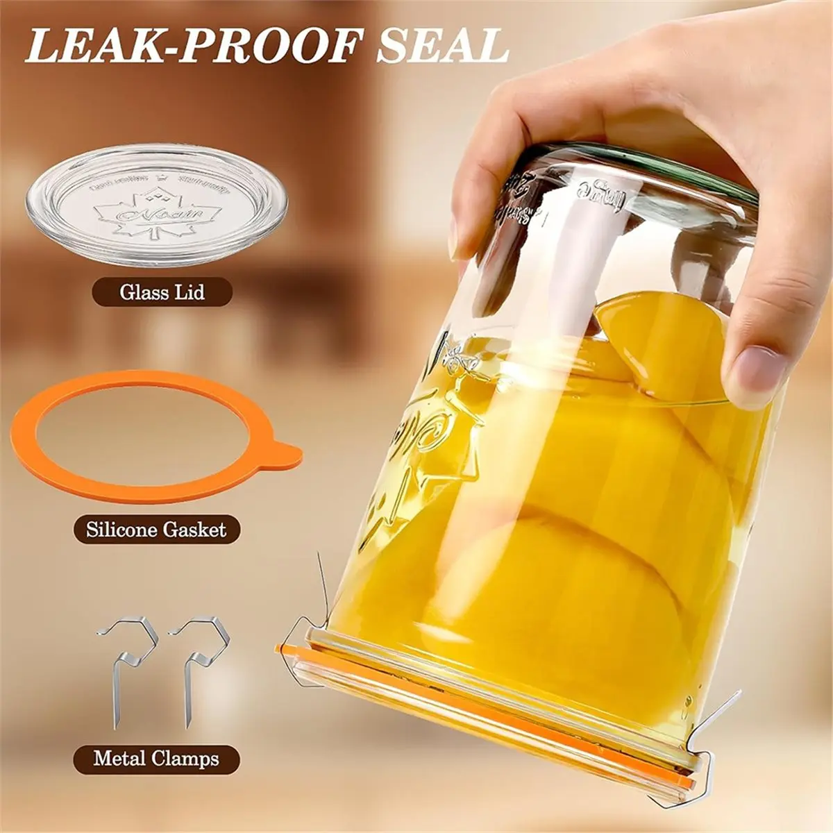 工業用ツール-缶詰瓶-27オンス-2個パック、800ml-広口気密ガラス保存容器-サワードウ用