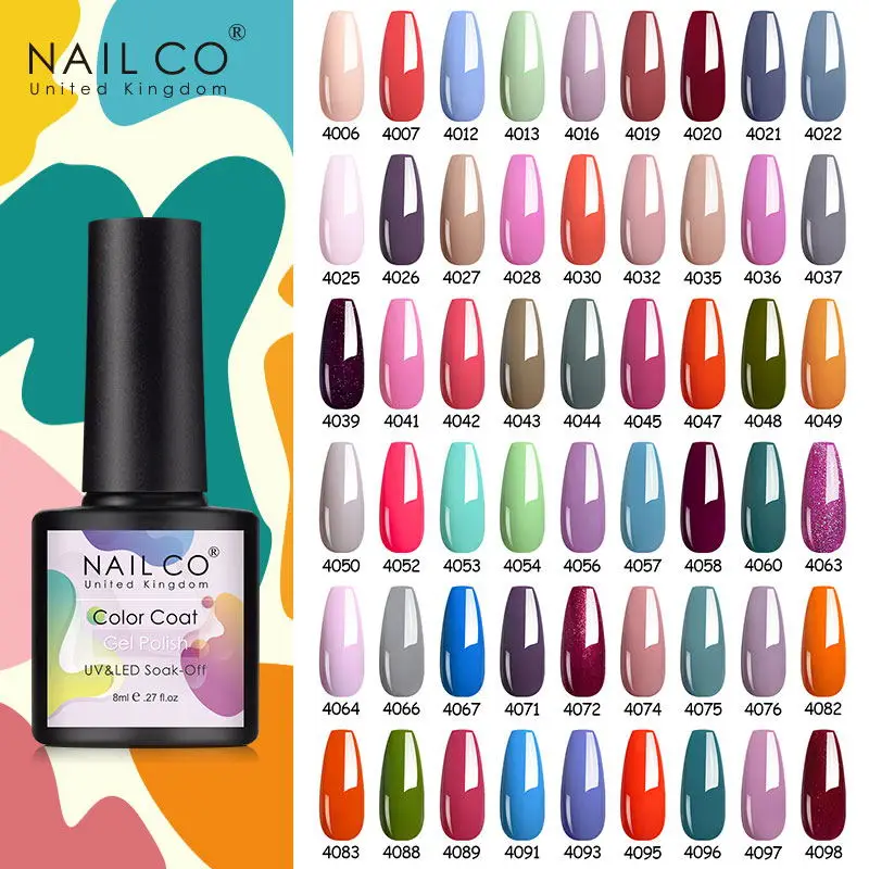 NAILCO 8ml Rosso Rosa Colore Gel Smalto per unghie LED Nail Art Vernice Gel UV Vernice Soak Off Nail Manicure Gel Lacca Top Coat Design