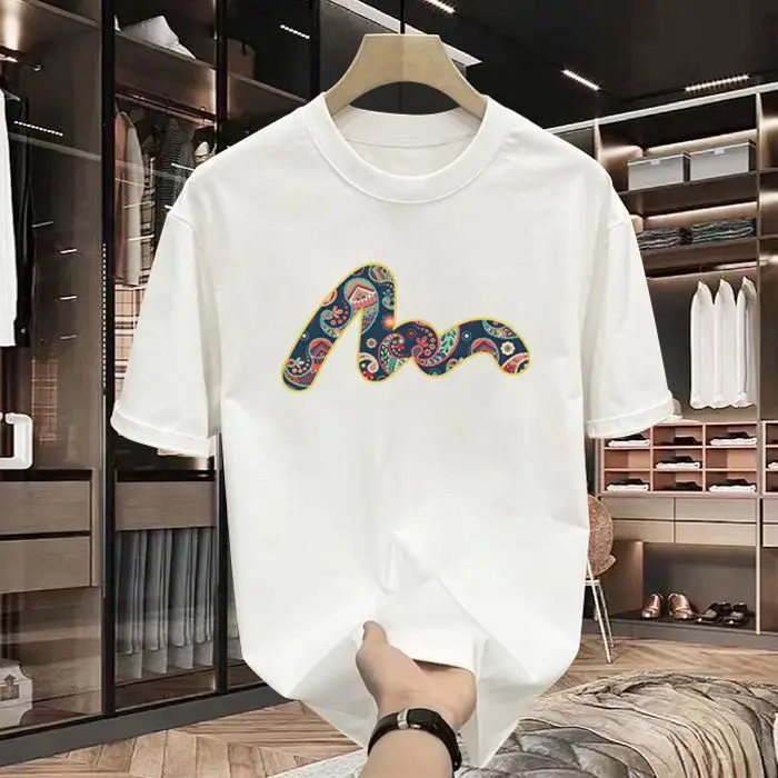 

Summer New Trend Short Sleeve T-shirt Printed Casual Loose Cotton Top O Neck Men Luxury Brand Oversized Designer Clothes Man