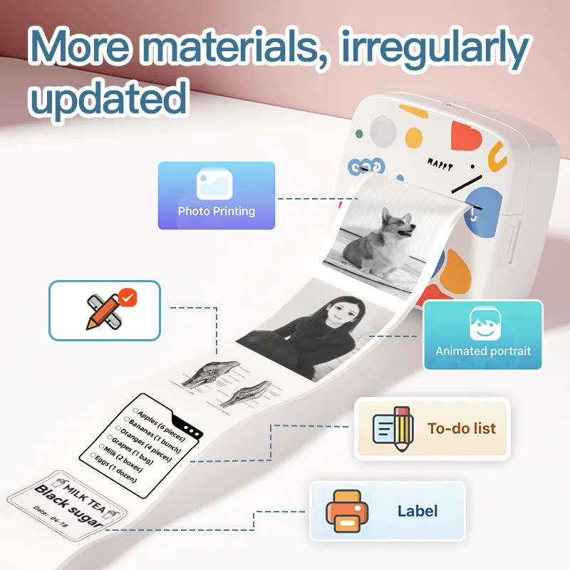 DOLEWA D2 落書きポータブルプリンタ感熱紙ラベルステッカー紙ワイヤレスラベルメーカープリンタ DIY 写真印刷用
