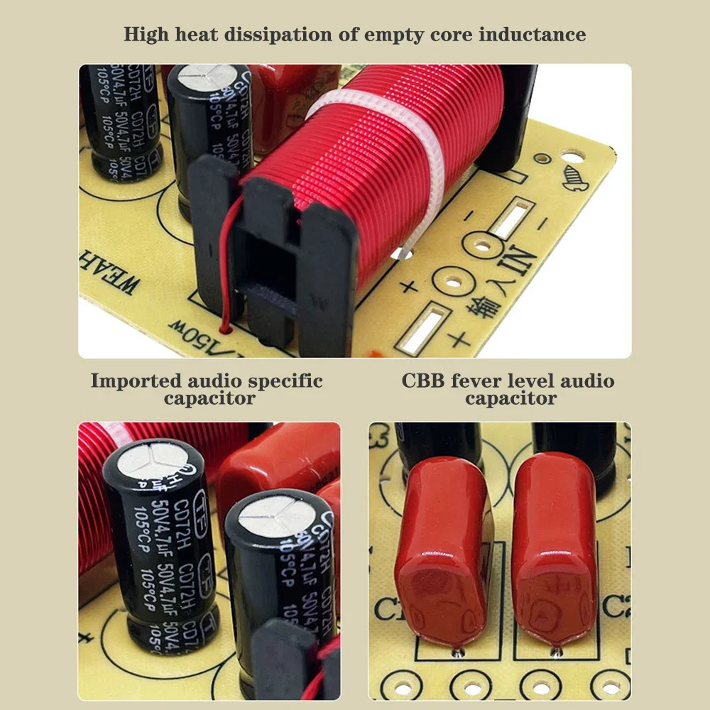 Audio Speaker 3 Way HiFi Speaker Frequency Divider 150W Audio Crossover Circuit Treble Midrange Bass Module Filter Refit Kit