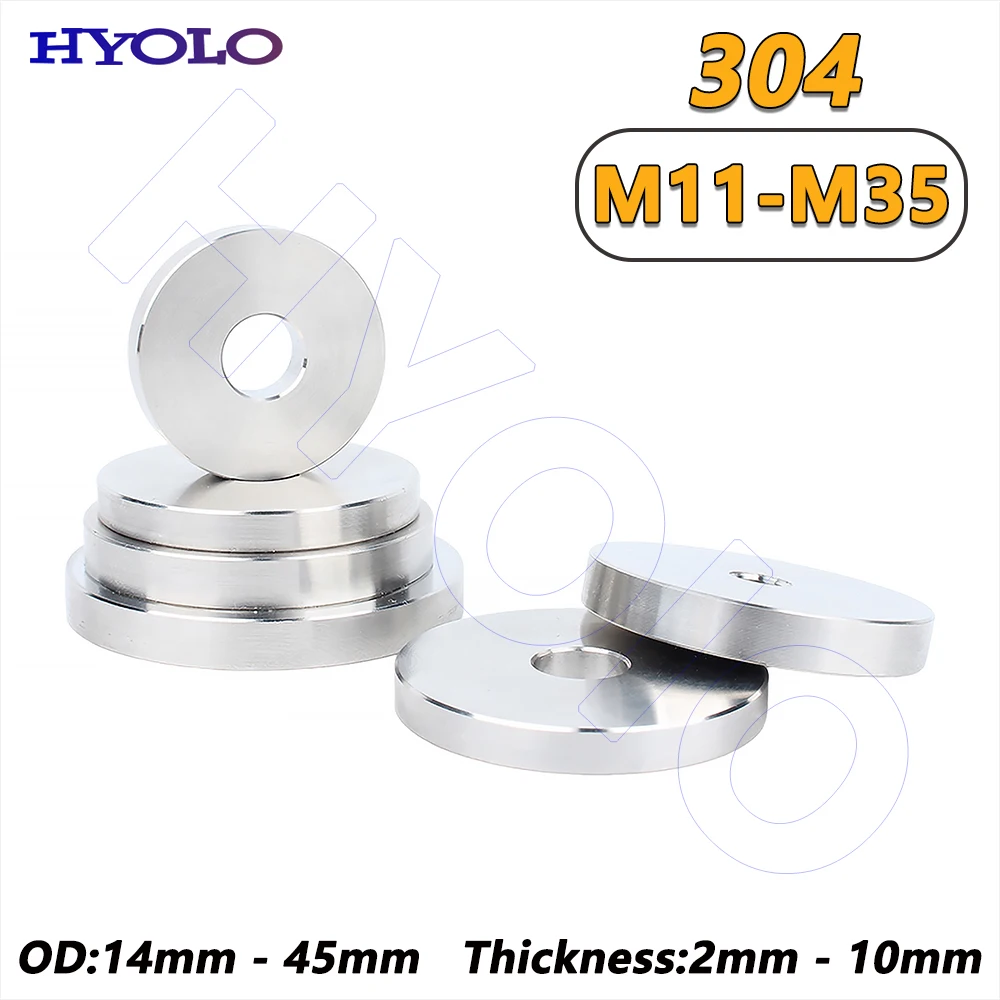 ID 11-35mm 304 Stainless Steel CNC Machined Precision Flat Washers OD 14-45mm Hollow Round Gasket Thickness 2-10mm