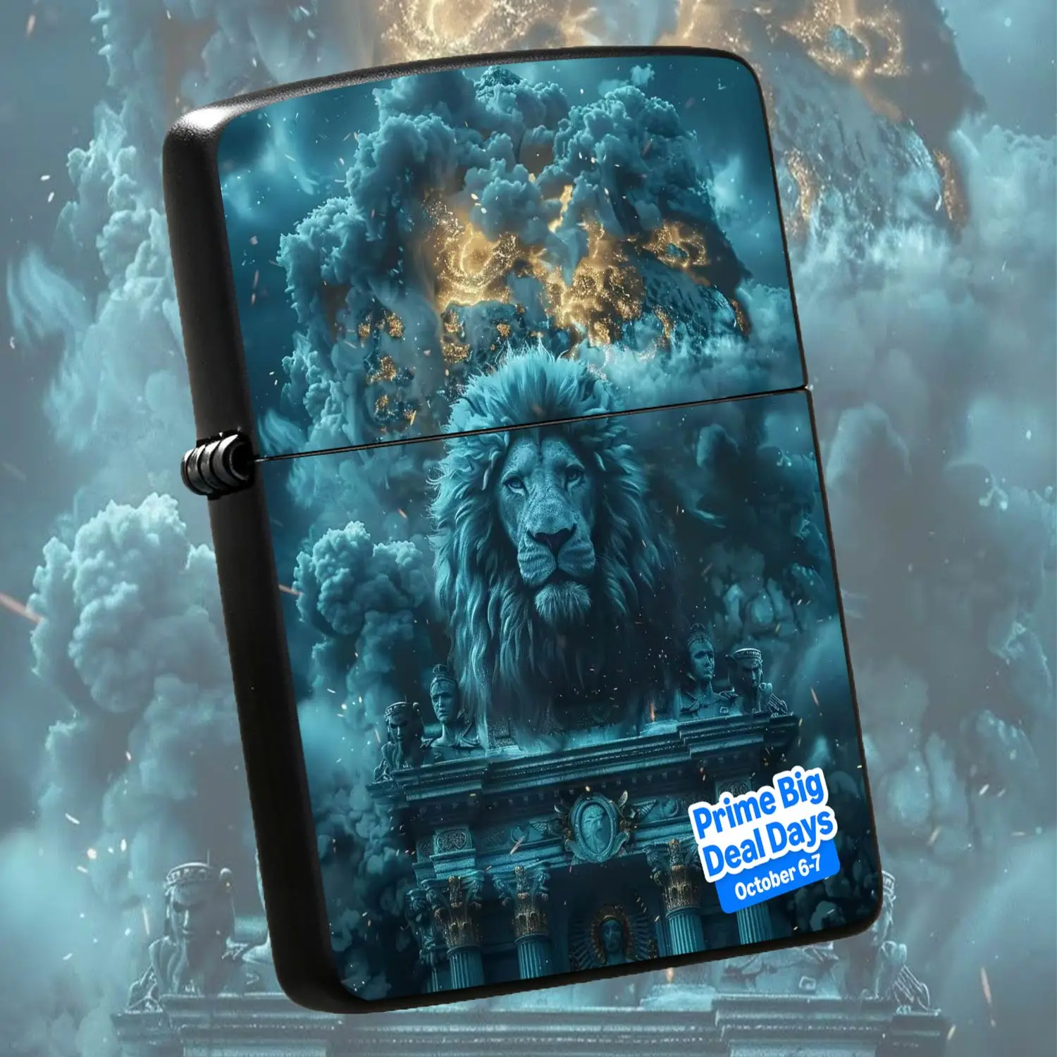 Mythic Majestic Lion Themed Decorative Companion, Exquisite Cloud Temple Art Pattern, Multi-Scene Applicable Stylish Accessory, Durable Unique Aesthetic Piece For Daily Use Party Gathering And Gifting On  A Humorous And Interesting Lighter