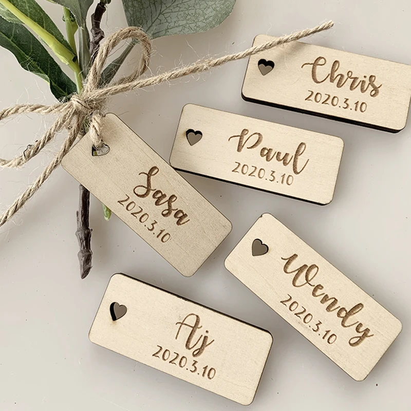 Customized Banquet Guest Name Wooden Label Card Decoration Wedding Table Card Personalized Wooden Label Tag Wedding Table