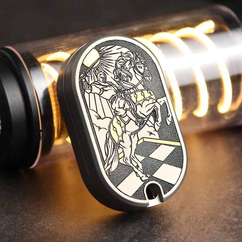 Titanium Alloy Mechanical Push Slider Horse Engraved Fidget Slider ADHD Stress Relief Toys Office Stress Relief Toys Adult Gifts