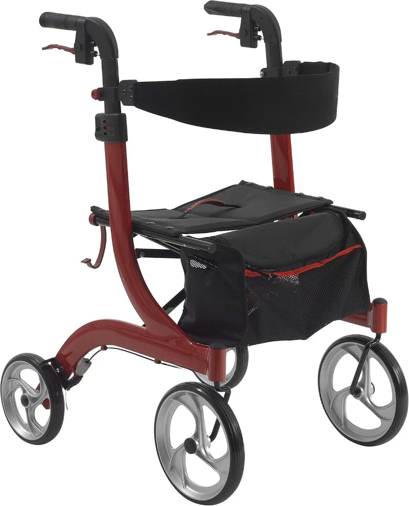 RTL10266 Nitro Euro-Style 4-Wheel Rollator Walker With Seat, Red