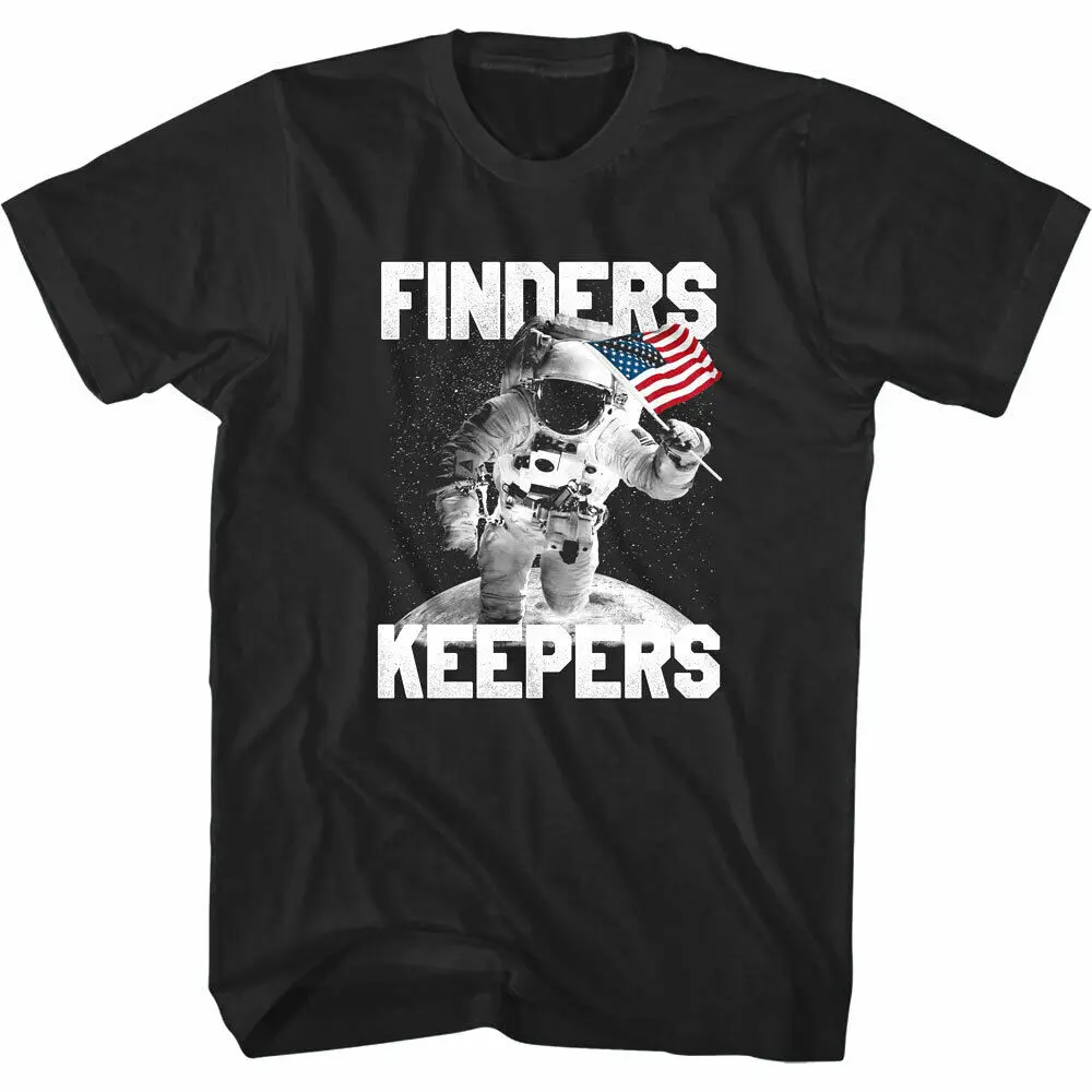 American Society Finders Keepers Astronaut Men's T Shirt USA Flag Space July 4th