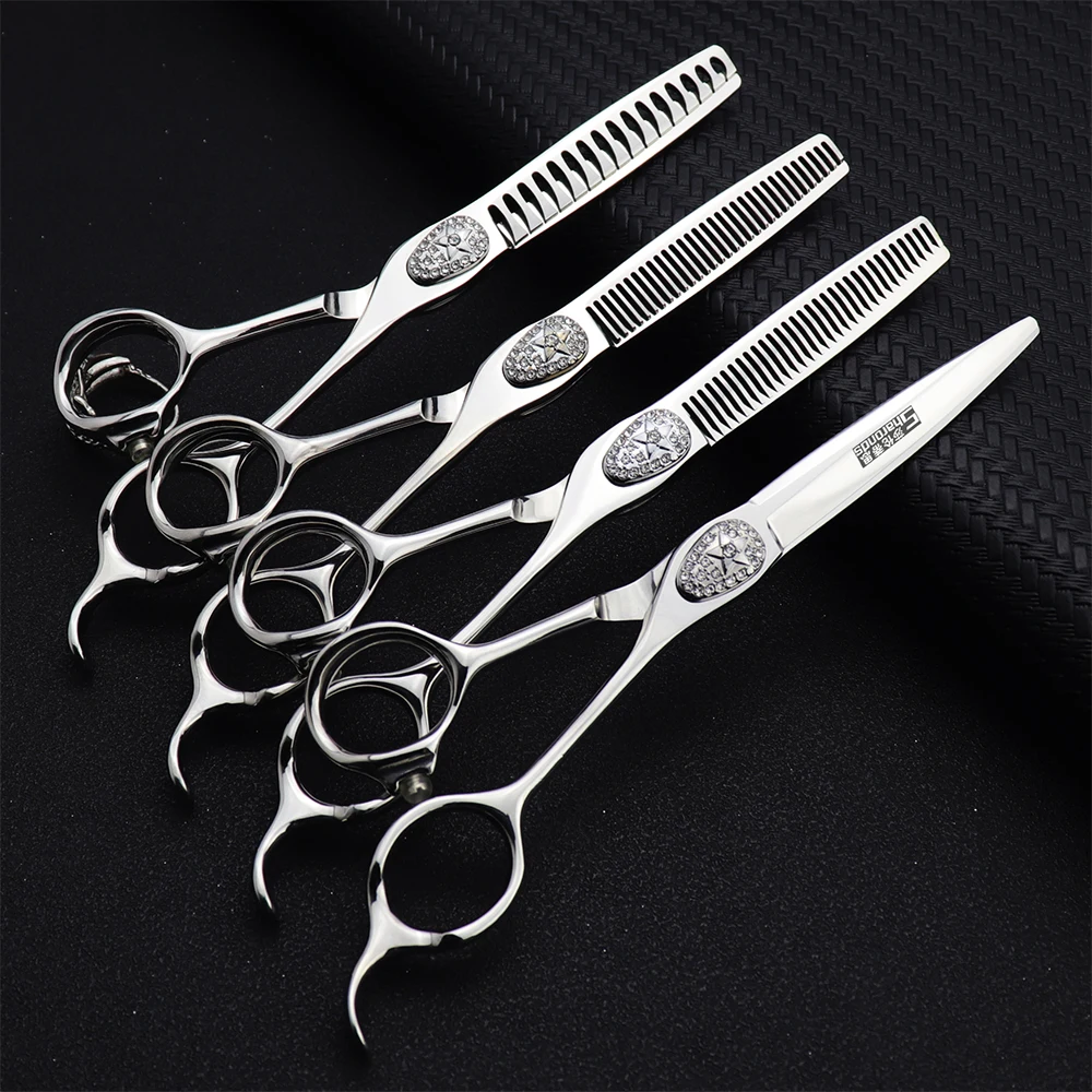 440C Professional Barber Scissors Japanese Steel CNC Stylist Haircut Hair Shears Set Thinning Cutter Hairdressing Cutting Tools