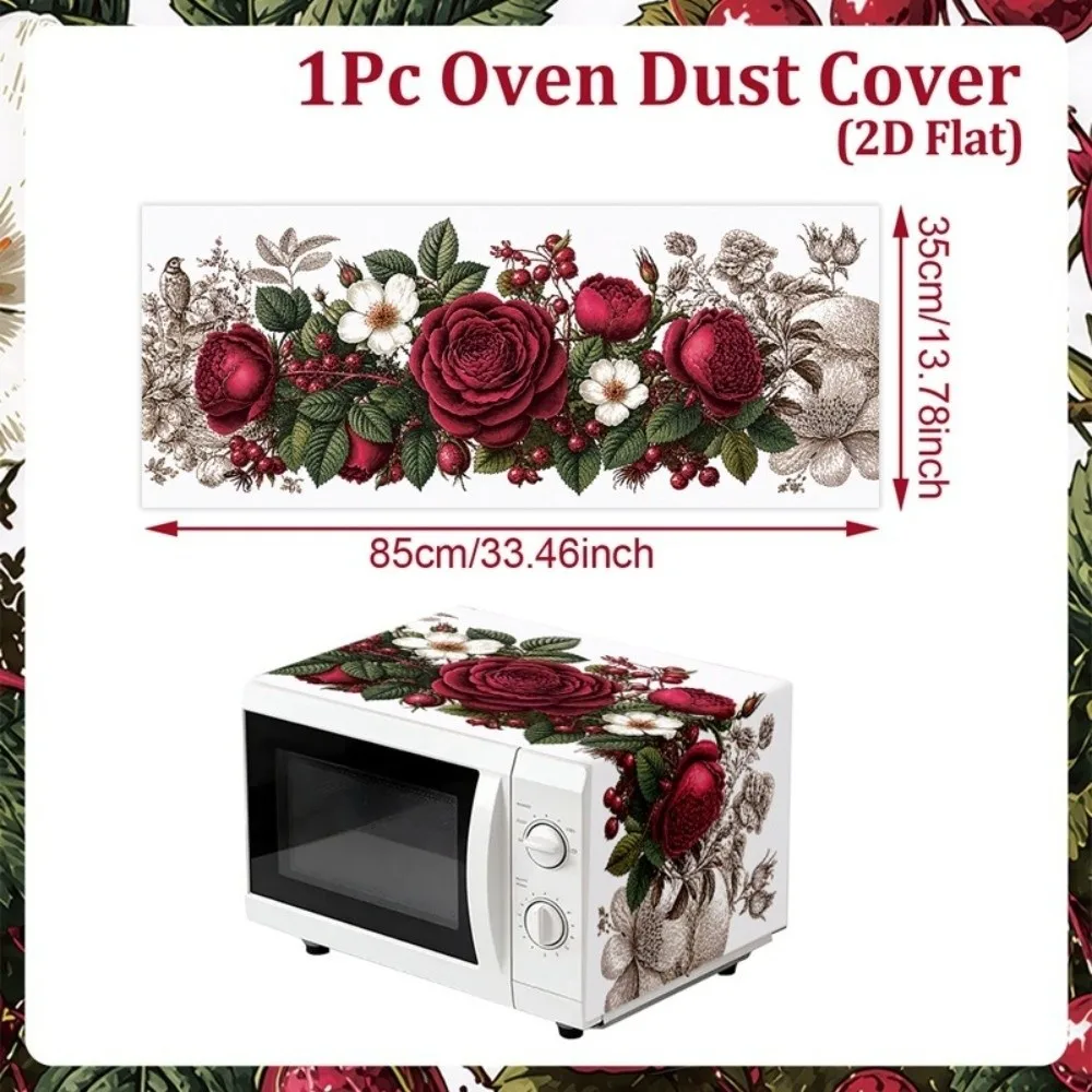 Multi-Purpose Universal Microwave Cover Printed Floral Microwave Oven Dust Cover Waterproof Dust Protector Mat Household Cover