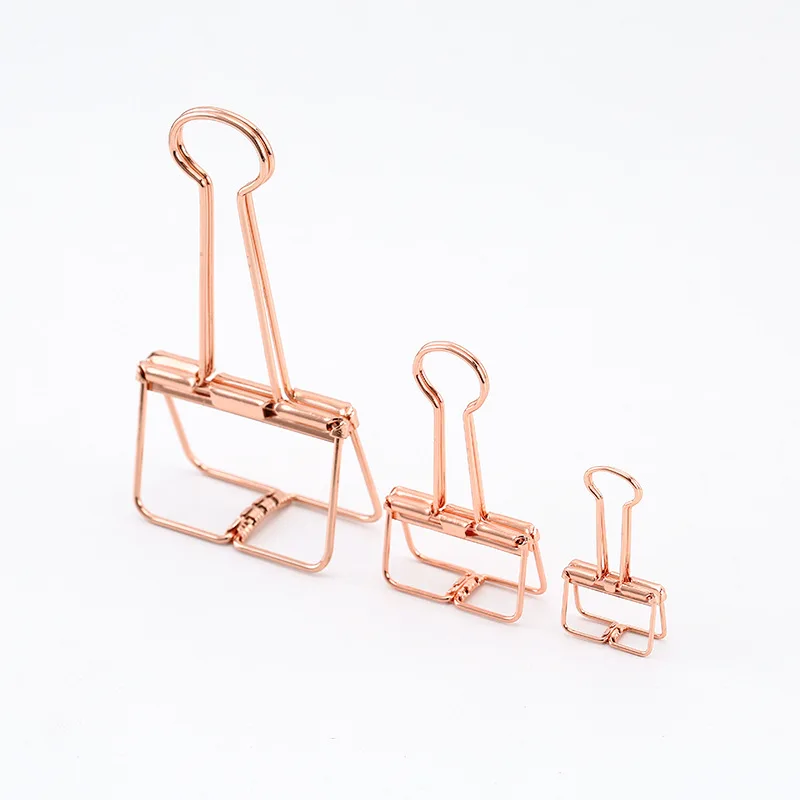 8 Colors 3 Sizes Ins Colors Gold Sliver Rose Green Purple Binder Clips Large Medium Small Office Study Binder Clips