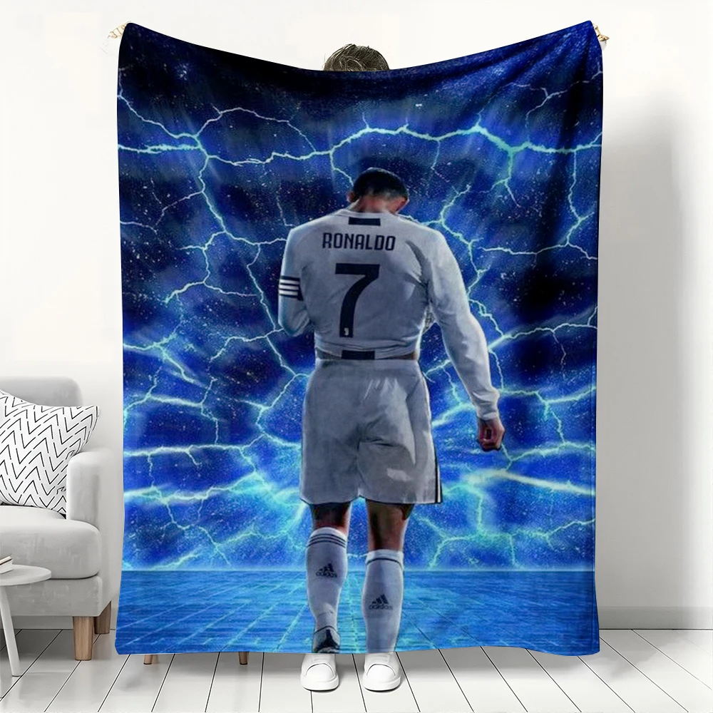 

Sports Star Flannel Blanket, Number 7 Soccer Pattern Throw Soft Cozy for Football Fan Home Decor & Sofa Couch Warm Gift
