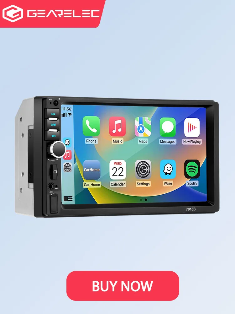 Rádio do carro MP5 Player, 2 Din Stereo, Carplay com fio, Android Auto, 7 ", 7018B Touch Screen,