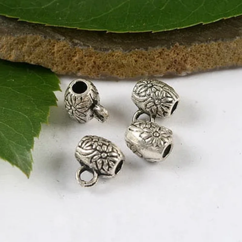 

30pcs 10*8mm Tibetan Silver Flower Bail Connector H1553 Beads for Jewelry Making