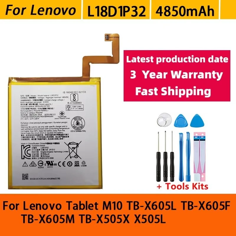 NEW L19D1P32 L18D1P32 Battery For Lenovo Tab M10 TB-X505X X505L X505F TB-X605L TB-X605F TB-X605M Batteries+Tools