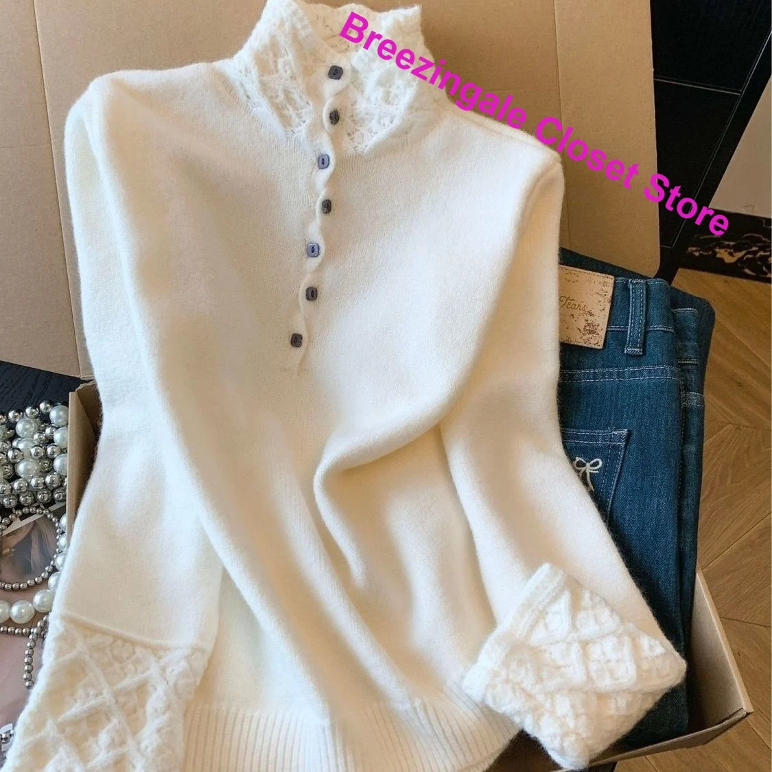 Korean Retro Super Good-looking Semi-turtle Neck Women's Autumn and Winter New Loose Sweaters Thickened with Bottoming Tops.