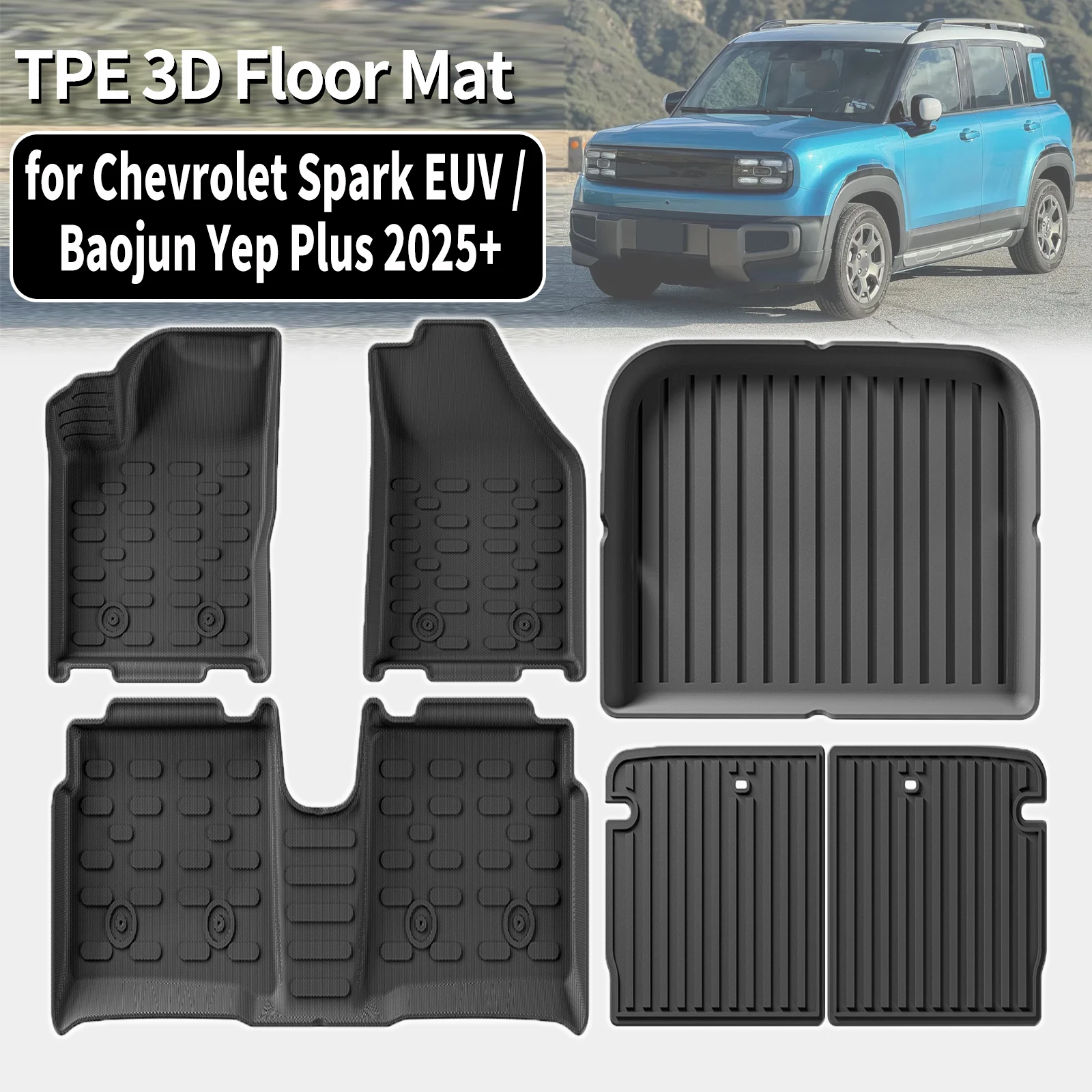 

for Chevrolet Spark EUV Baojun Yep Plus 2025 2026 Eco-Friendly TPE Car Floor & Trunk Mats, Non-Slip Dustproof (Not For RHD)