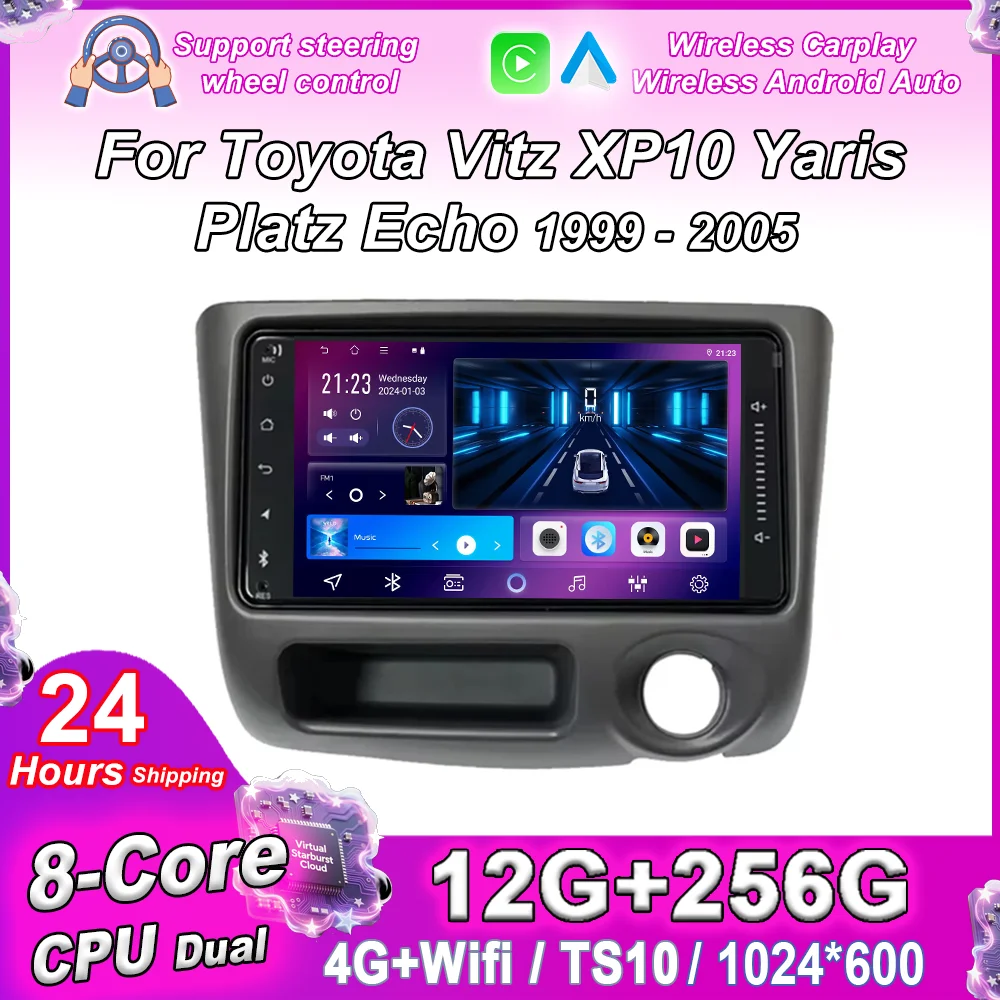 

7" Android For Toyota Vitz XP10 Yaris Platz Echo 1999 -2005 Auto Carplay GPS Navigation Wireless Carplay Multimedia player WiFi
