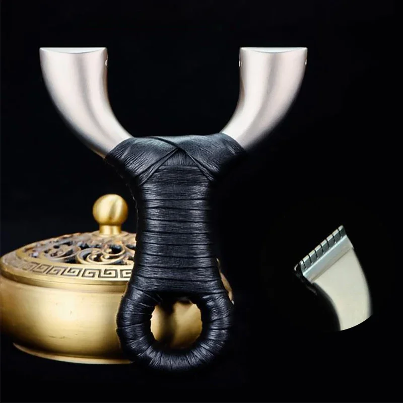 All-metal Dragon-tooth Slingshot 630 Super-hard Steel Precise and Powerful Specially Tied With Anti-slip Straps For Competitions