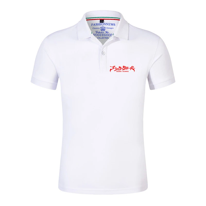 2025 Summer Man's Black Clover Asta Print Regular New Style Solid Color Popular Leisure Pullover Short Sleeve Polo Shirt