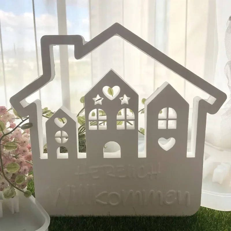 Love House Listing Decor Silicone Mold Gypsum Concrete Moulds Casting Mold Home Decoration Resin Mold Casting Aromatherapy Mould