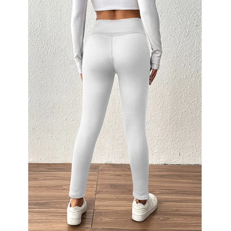 New Thickened Warm Winter Leggings Women Solid Color High Waist Outdoors Plush Leggings Female Sexy Tights Stretchy Fleece Pants