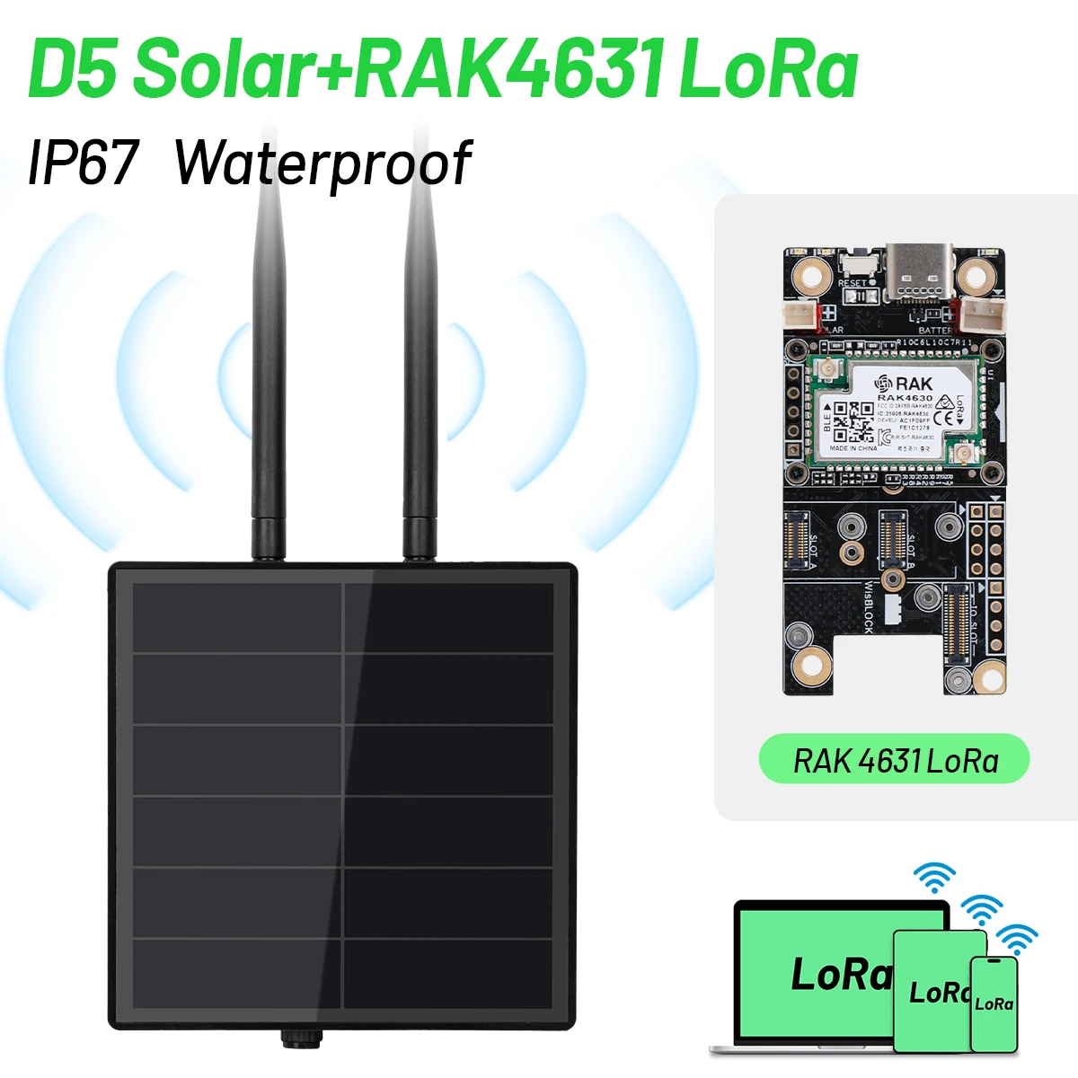 

Солнечный узел LoRa Mesh 5 Вт для наружного применения с аккумулятором, модуль Wisblock RAK19007 RAK4630 LoRa для Meshcore LoraWAN, дальнобойный коммуникатор