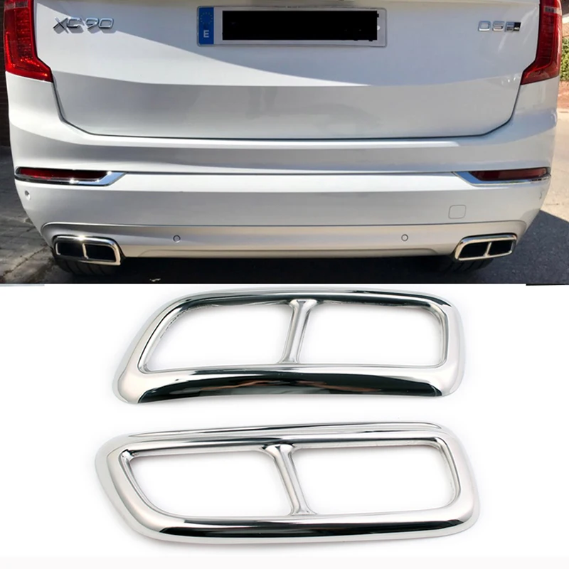 Car Rear Exhaust Tail Pipe Cover Trim For Volvo XC90 2016 2017 2018 2019 2020 stainless steel Muffler Part 2PCS