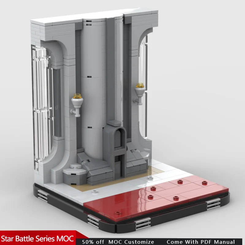 341 pçs espaço guerra templo corredores 16x16 diorama série moc personalizar bloco de construção modular criativo diy brinquedo presente aniversário