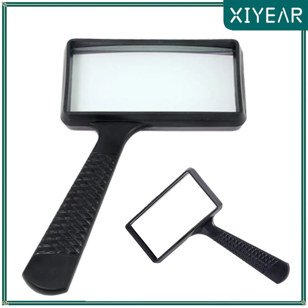 Ultra Large Rectangular Hand-held Magnifier 3X Magnification Scratch-Resistant Glass Lens  Large Horizontal Viewing Angle