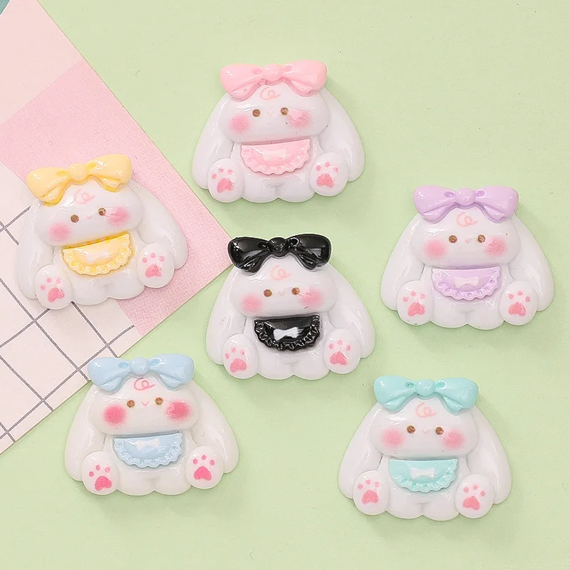 5pcs cartoon bunny flatback resin charms crafts embellishments diy cabochons decoration accessories