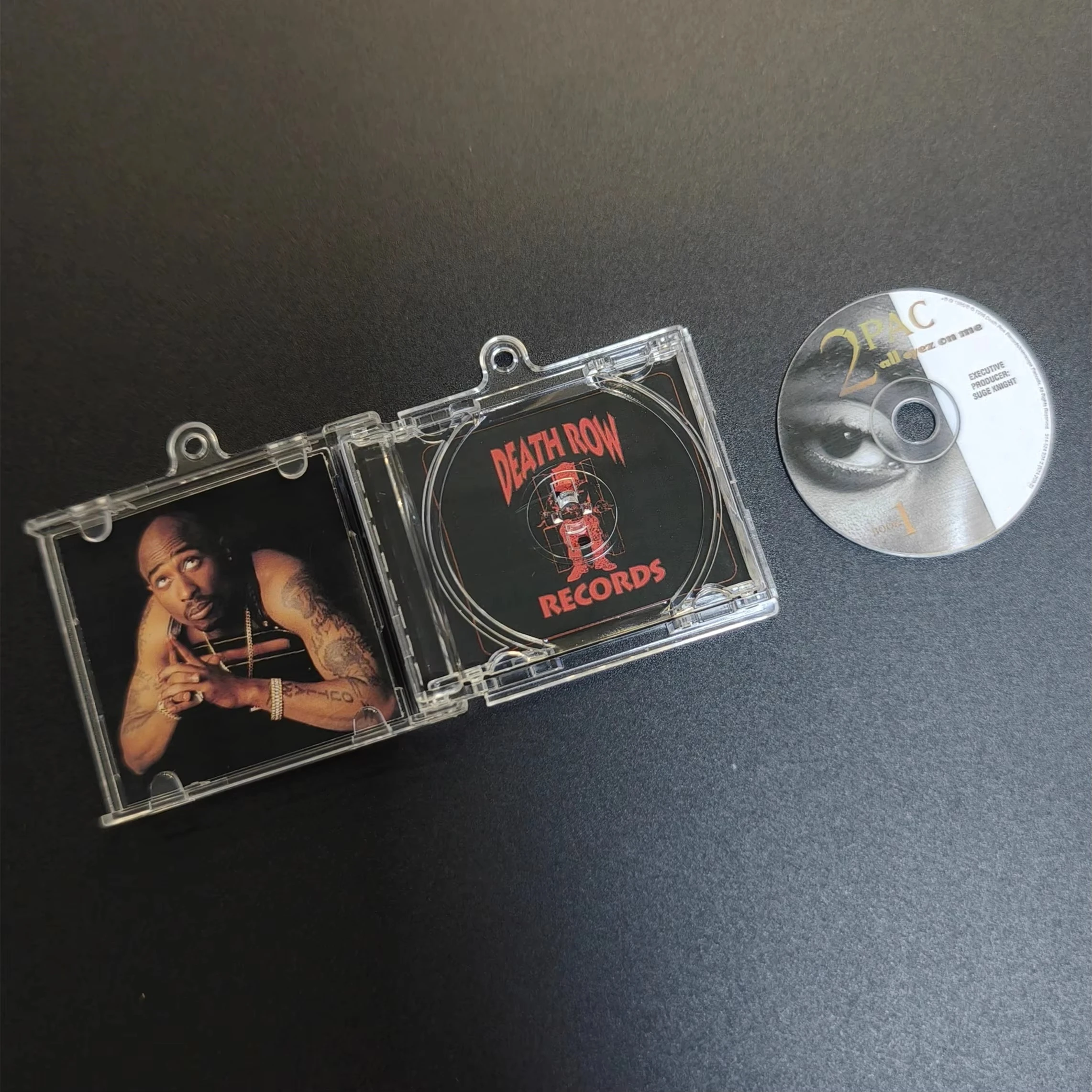 Gangsta Rap Makaveli 2pac MINI Music CD NFC Keychain Play Song All Eyez on Me Album Me Against The World Keyring Cosplay Pendant view 4