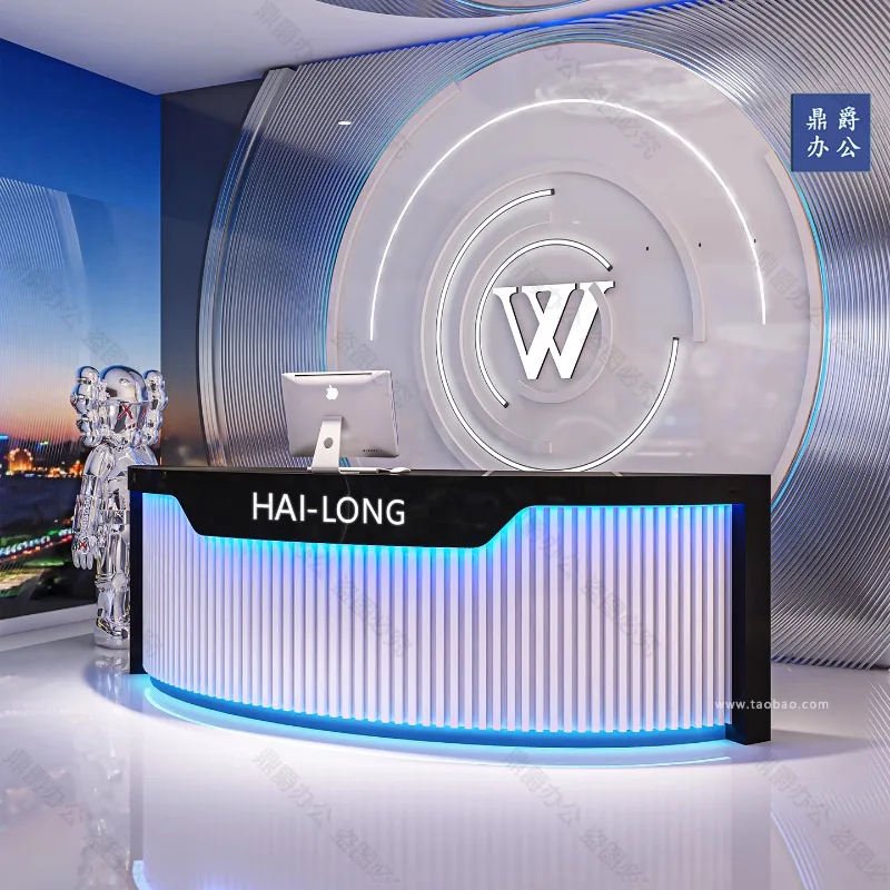 Stainless Steel Arc Monitor Furniture Shop Counter Reception Cosmetics Counter Portable Console Store Arrangement Steel Rod