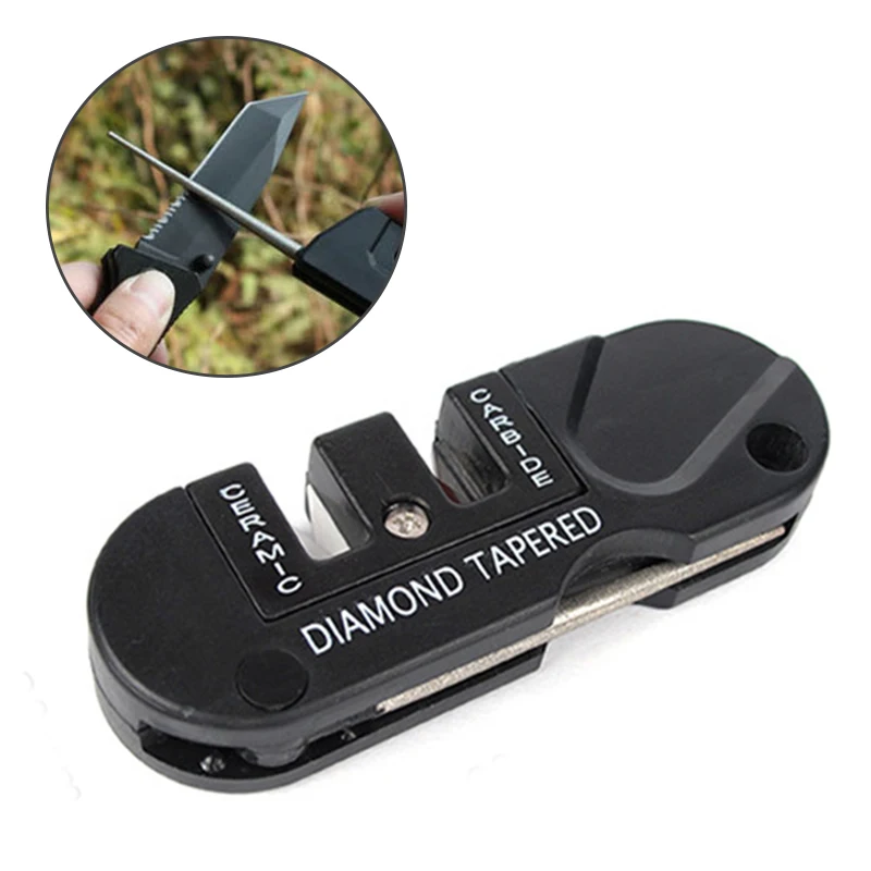 1Pcs Portable Tungsten Ceramic Carbide Knife Whetstone Sharpener Sharpen Fish Hook Pocket Diamond Tool Camp Hike Outdoor