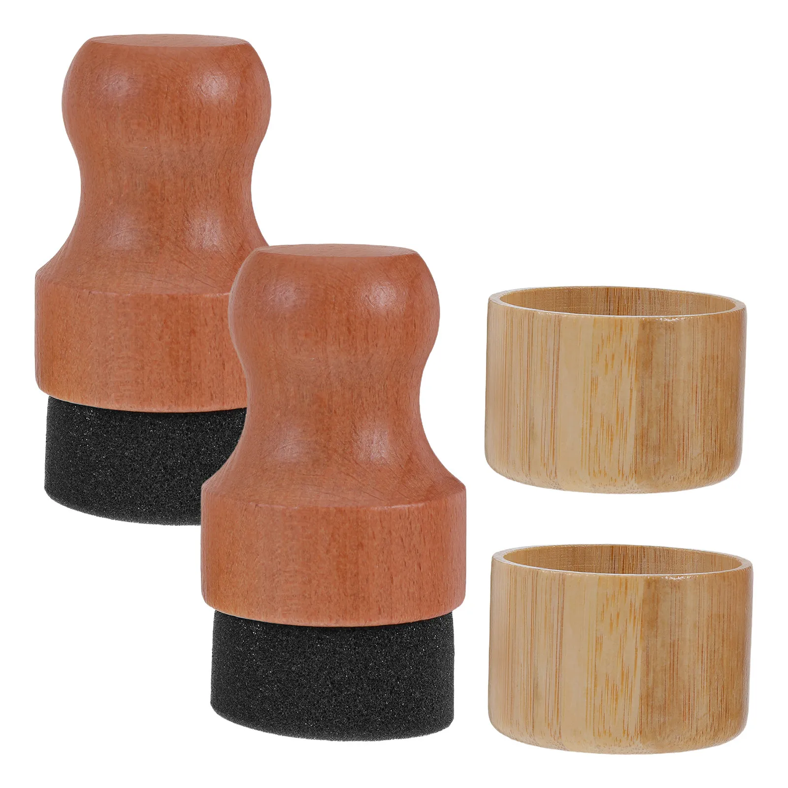 

2Set Soft Absorbent Sponge Applicator Brushes with Eco Bamboo Handle and Lid for Arts Crafts Furniture Painting Sponges for Cars