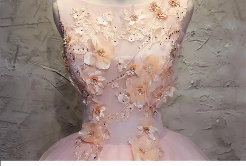 2022 neue Rosa Quinceanera Kleider O Neck Sleeveless Partei Prom Kleid Einfache Blume Prinzessin Ballkleid Plus Größe Nach Maß