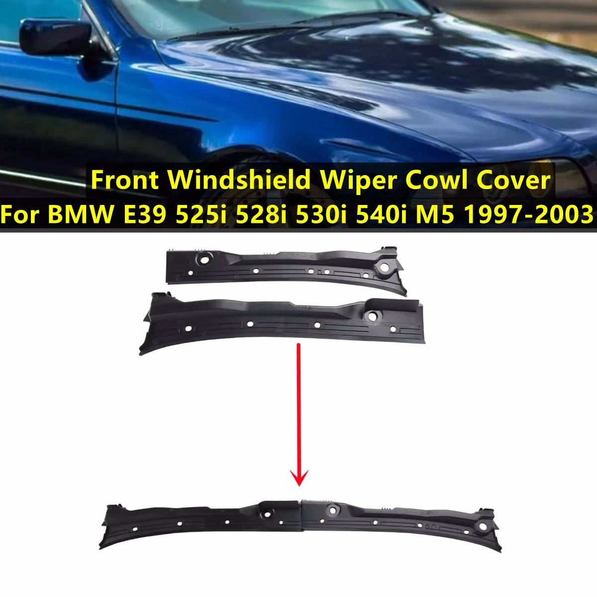 

For BMW E39 525i 528i 530i 540i M5 1997-2003 Front Wiper Cowl Cover Car Windshield Cowl Panel Grille Rain Tray